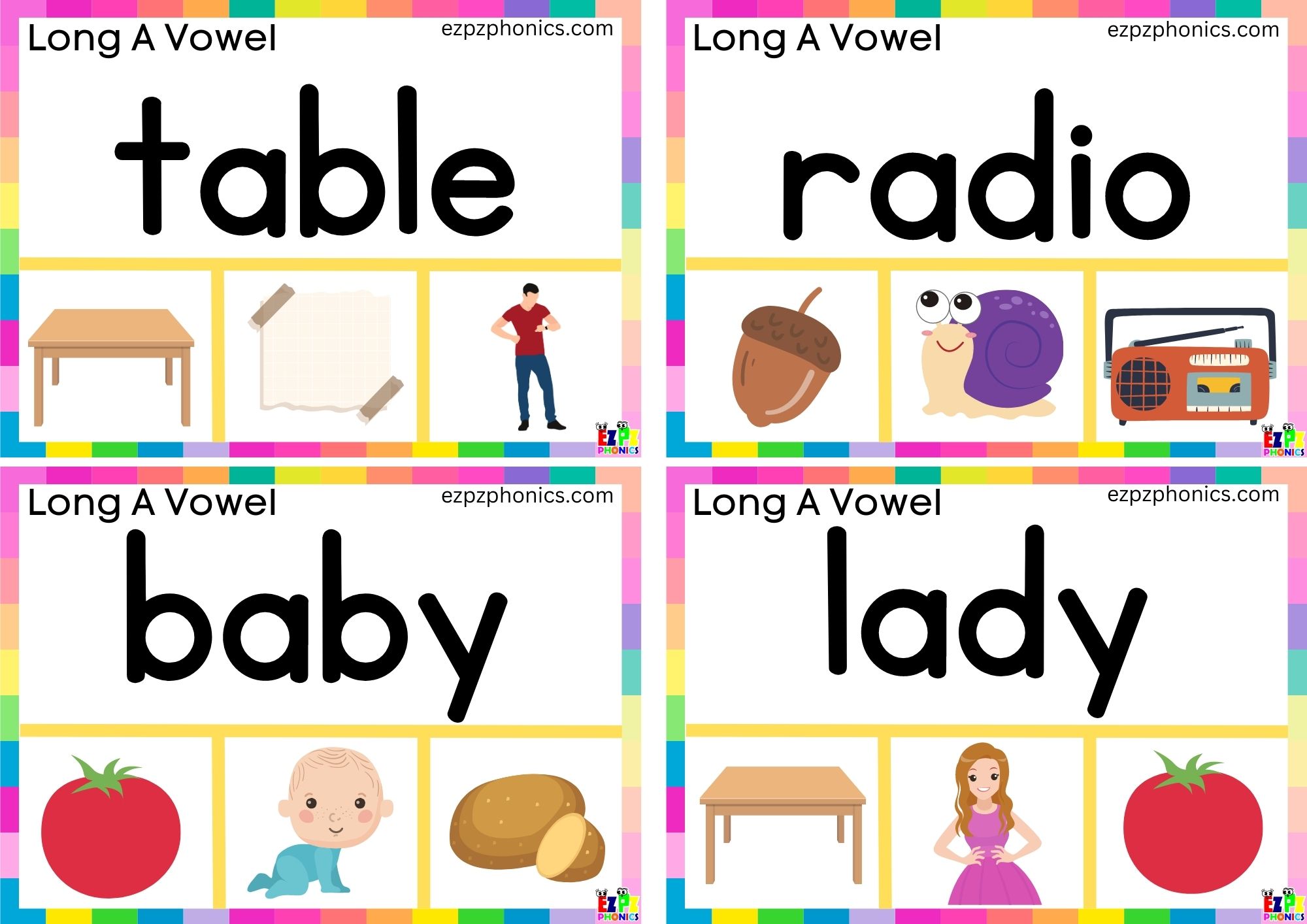 Read the word and clip the correct image Clip cards for a words long a vowel group 1